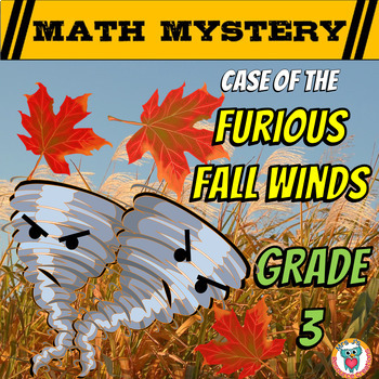 Preview of 3rd Grade Math Fall Activity - Fall Math Mystery Worksheets Review Game