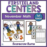 Fall Math Activities 1st Grade | November Math Center Scar