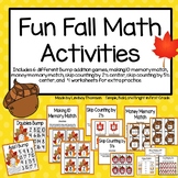 Fall Math Activities - Doubles, Add 1, Make Ten, and Money Match