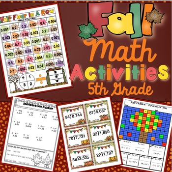 Preview of 5th Grade Fall Math Activities: 5th Grade Math Games, Centers, Scoot, and More