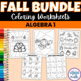 Fall Math Activities Algebra 1 Coloring Worksheets BUNDLE