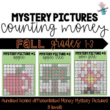 Preview of Fall Math Activities Color by number Money Mystery Pictures