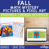 Fall Math Activities Mystery Picture & Pixel Art BUNDLE | 