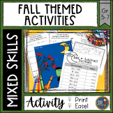 Fall Math Practice Activities - 6th Grade Math Riddles and Color by Code Pages