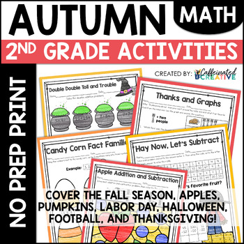 Preview of Fall Math Activities & Worksheets No Prep Printables 2nd Grade
