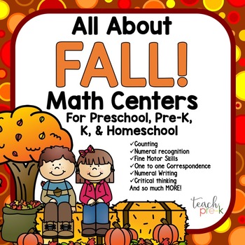 Preview of Fall Math Activities for Preschool & PreK - Fall Theme Math Centers