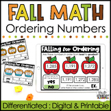 Fall Ordering Numbers Least To Greatest Activity | September Math Write The Room