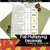 Fall Math Activity Multiplying Decimals Solve and Snip® Wo