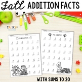 Fall Math Addition Fact Fluency to 20