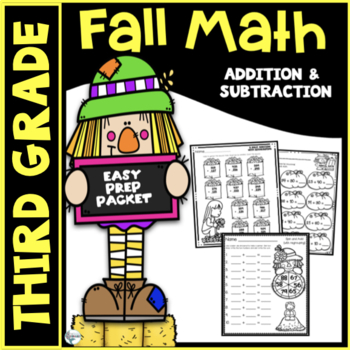 Preview of Fall Math Addition and Subtraction Fun Packet Grade 3