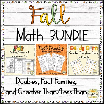 Preview of Fall Math BUNDLE of Doubles, Fact Families, and Greater Than and Less Than