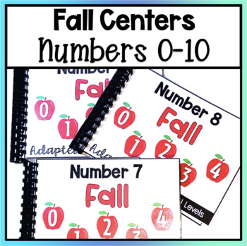 Preview of Fall Math Centers Number Stations 0-10 Adaptive Books Special Education Activity