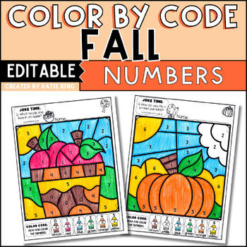 Preview of Fall Math Color by Number Recognition Practice Activities Editable