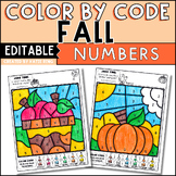 Fall Math Color by Number Recognition Practice Activities 