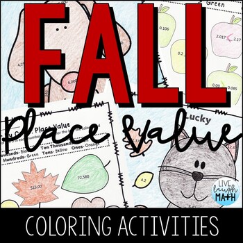 Preview of Fall Math Coloring Activities - Place Value Worksheets for Practice or Centers