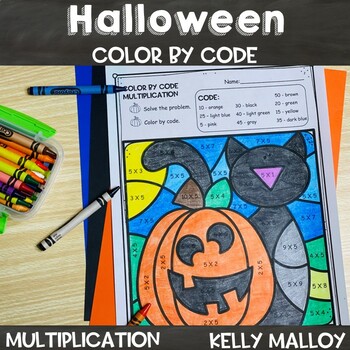 Preview of Halloween Color By Number Multiplication Worksheets Fall October Coloring Pages