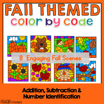 Preview of Fall Math Coloring Sheets - Addition, Subtraction, Number ID Activity Pages