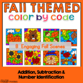 Fall Math Coloring Sheets - Addition, Subtraction, Number 