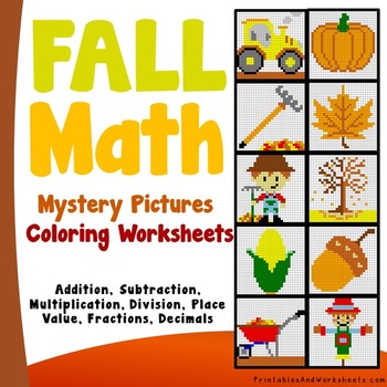 fall math activity 2nd grade no prep october math worksheet fall hidden picture