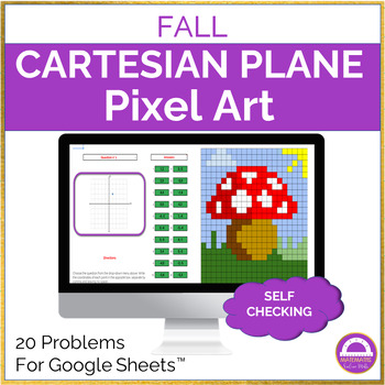 Preview of Fall Math Coordinate Plane Pixel Art Graphing Activity