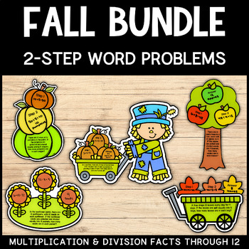 Preview of Fall Math Craft Bundle | Multiplication & Division Two-Step Word Problems