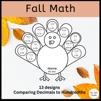 Preview of Fall Math Crafts - Comparing Decimals to Hundredths
