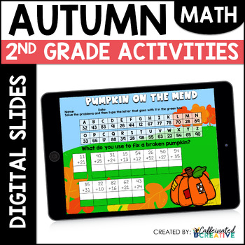 Preview of Fall Math Digital Activities Pack for 2nd Grade Google Slides