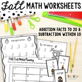 Fall Math Fact Fluency Bundle | Addition & Subtraction Pra