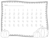 Fall Math Freebie- Tracing numbers 1-5 and Tens Frames