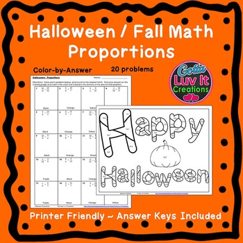 Preview of Fall Math Halloween Math Solving Proportions Color by Number 