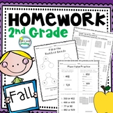 Fall Math Homework for 2nd Grade with a Focus on Number an