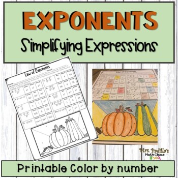 Preview of Fall Math Law of Exponents Activity  | Simplify Expressions 