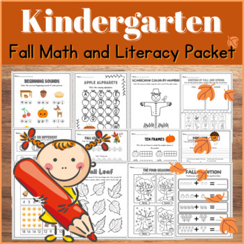 Preview of Fall Math & Literacy Back to School Kindergarten Packet + BONUS ACTIVITY SHEETS