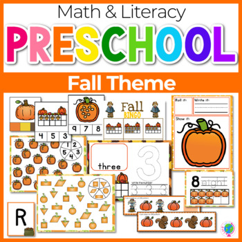Preview of Preschool/ Pre-K Math & Literacy Centers | Fall Theme