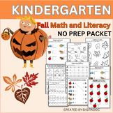 Fall Math Literacy Pack - Kindergarten NO PREP - Fall Acti