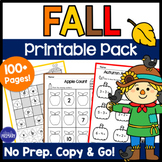 Fall Math & Literacy Worksheets, Morning Work w/ Fall Writ