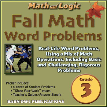 Preview of Fall Math & Logic, Gr 3, Word Problems (Mixed Operations)