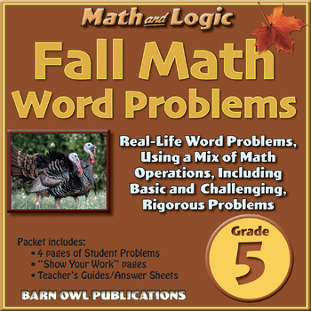 Preview of Fall Math & Logic, Gr 5, Word Problems (Mixed Operations)
