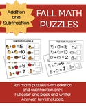 Fall Math Logic Puzzles/Mystery Number - Addition/Subtraction