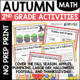 Fall Math Activities NO PREP Printables 2nd Grade