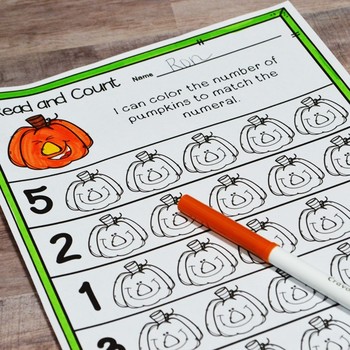 Kindergarten Fall Math No Prep Printables {TEKS/CCSS} by Down River ...