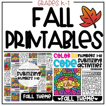 Preview of Fall Math No Prep Printables for Kindergarten