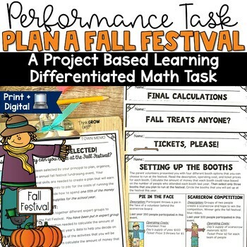 Preview of Fall Math Activities Performance Task Differentiated Autumn Math Project