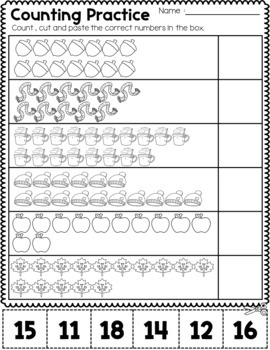 Fall Math Numbers Worksheets 1-20 | Missing Number, Number Word Match ...