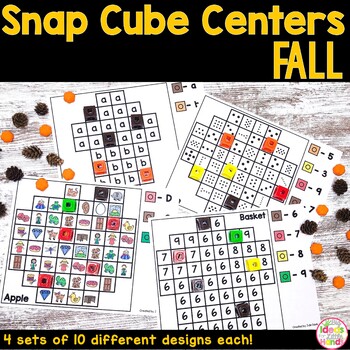 Preview of Fall Math Phonics Center | Kindergarten Snap Cubes | Alphabet Worksheet