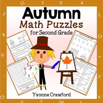 Preview of Fall Math Puzzles | 2nd Grade | Autumn | Math Skills Review | Math Enrichment