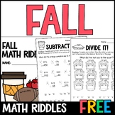Fall Math Riddles: Add Subtract Multiply Divide • Math Worksheets • Sept October