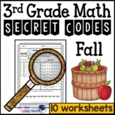 Fall Math Secret Code Worksheets 3rd Grade Common Core