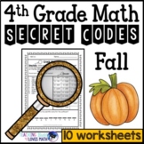 Fall Math Secret Code Worksheets 4th Grade Common Core