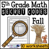 Fall Math Secret Code Worksheets 5th Grade Common Core
